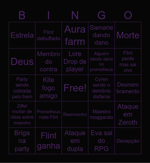 Tormenta 20/06 Bingo Card
