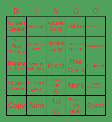 Recent Tab Bingo Card