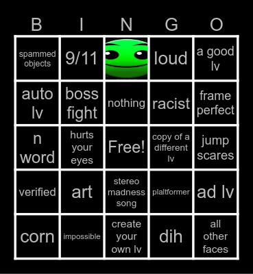 recent geometry dash Bingo Card