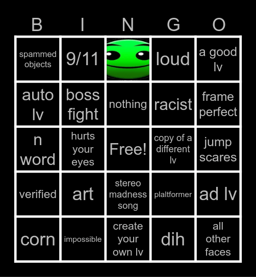 recent geometry dash Bingo Card