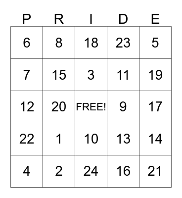 BLC Pride Bingo Card