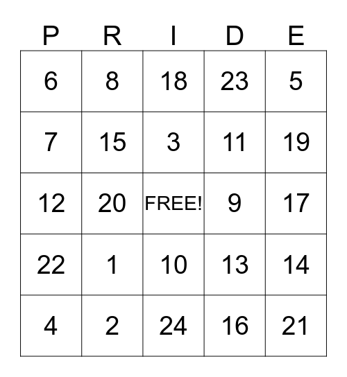 BLC Pride Bingo Card
