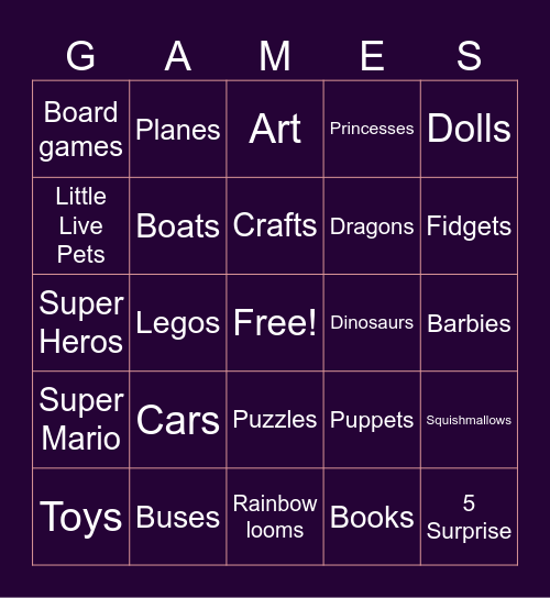 Toys Bingo Card