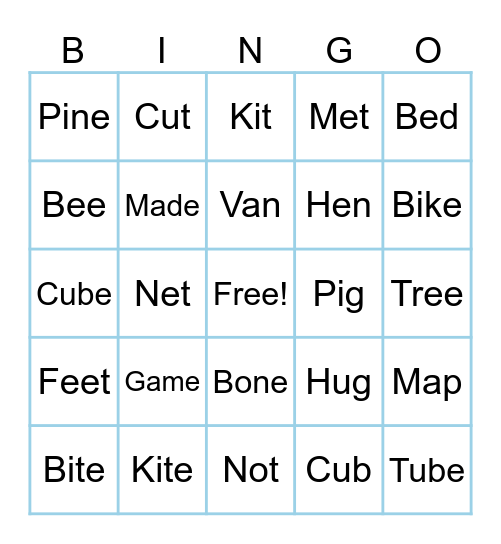 Vowel Bingo Card
