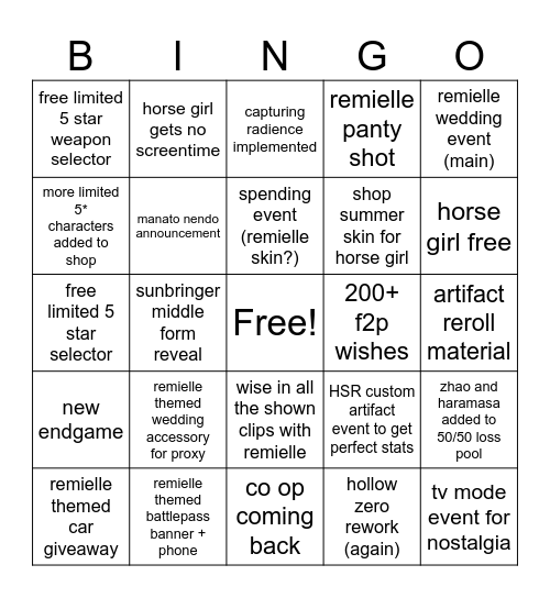zenless anni bingo Card