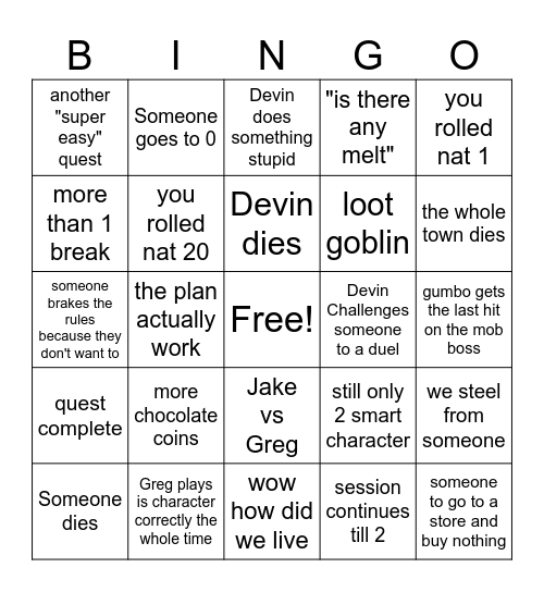 session 2 Bingo Card