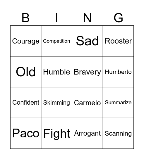 Bingo time! Bingo Card