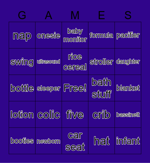 baby, baby Bingo Card