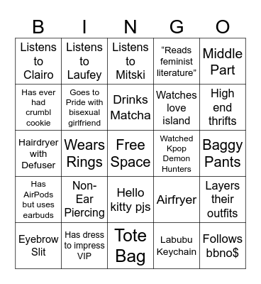 Performative Men Bingo Card