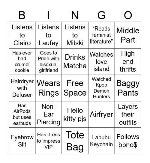 Performative Men Bingo Card