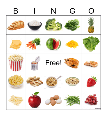 Food Group Bingo Card