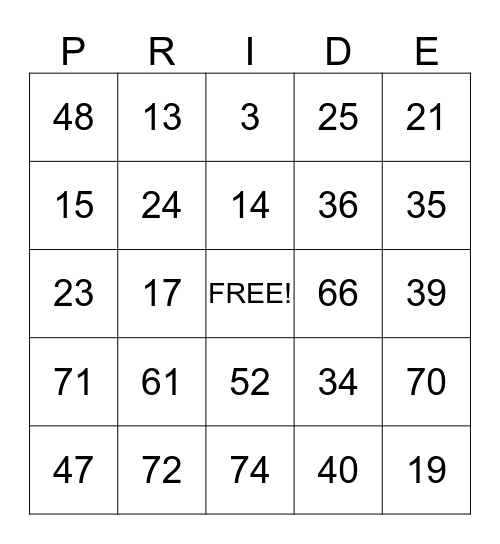 BLC Pride Bingo Card