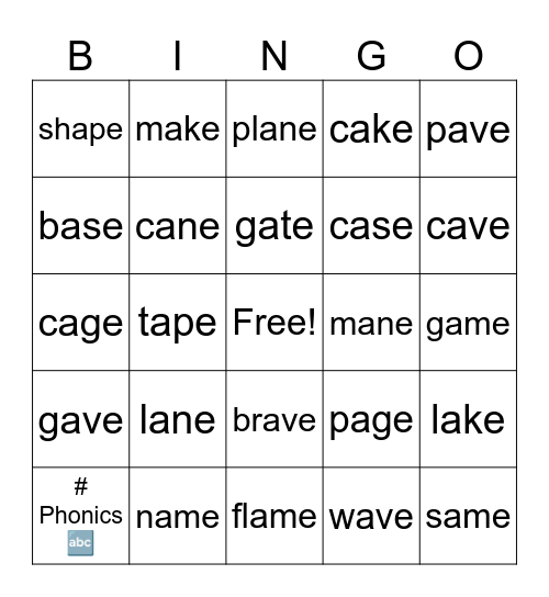 P3 L2 Long a Bingo Card