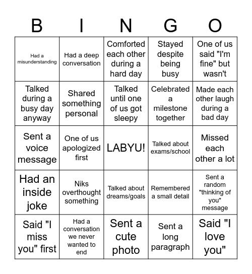 DONGHEE'S 18TH BIRTHDAY BINGO Card