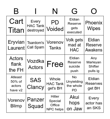 Flash Directive Bingo Card