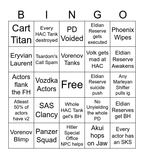 Flash Directive Bingo Card