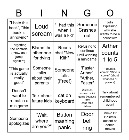 Artkins It Takes Two Bingo Card