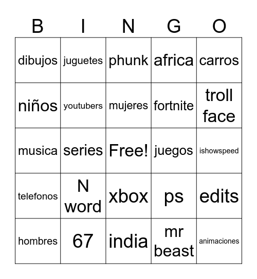 ig bingo Card