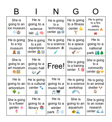 B10 L1 A  He is going to a space museum 🚀🪐 Bingo Card