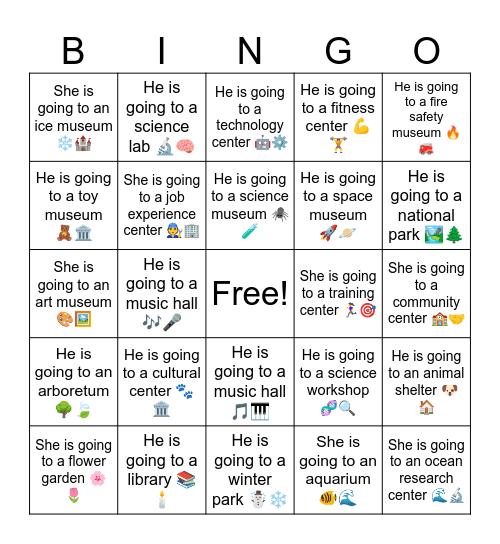 B10 L1 A  He is going to a space museum 🚀🪐 Bingo Card