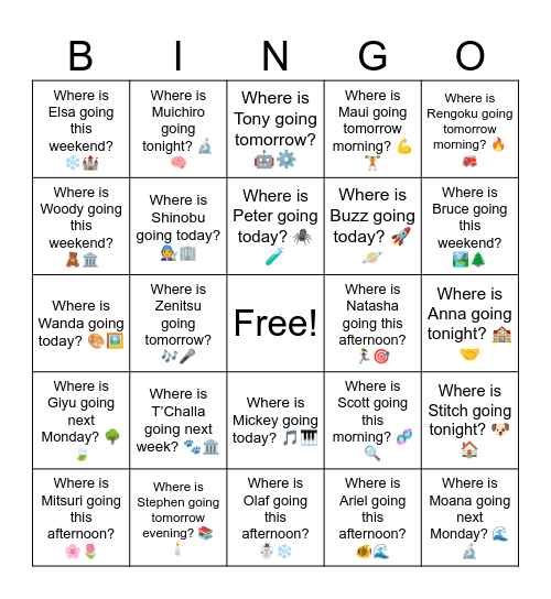 B10 L1 Q Where is Thor going tonight? ⚡🌌 Bingo Card