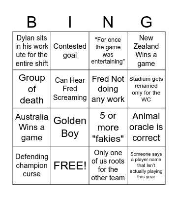 FIFA 2026 Bingo Card