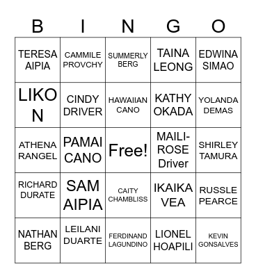 Kingdom Hall friends Elder Bingo Card