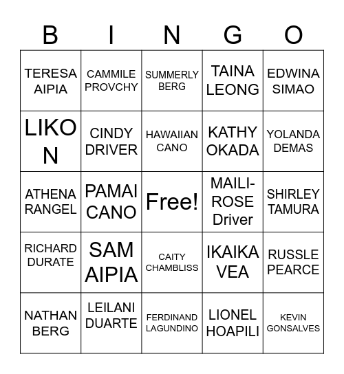 Kingdom Hall friends Elder Bingo Card