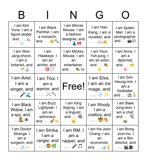 B10 L4 Q I am Baek Jong-won. I am a chef, and . . . 🍳🍲 Bingo Card