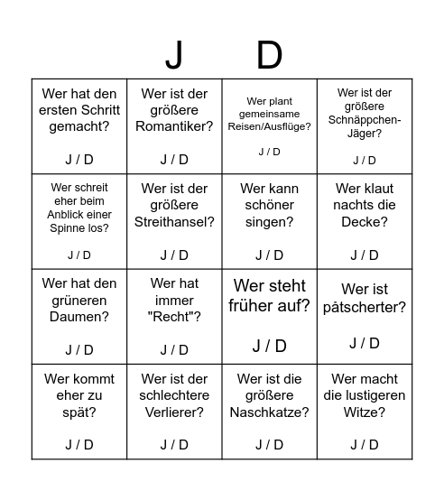 ❤︎  HOCHZEITSBINGO  ❤︎ Bingo Card