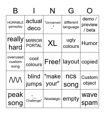 GD recent tab Bingo Card