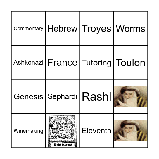 Rashi Bingo Card
