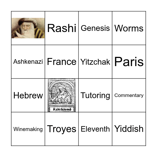 Rashi Bingo Card
