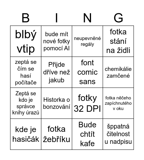 BOZP Bingo Card