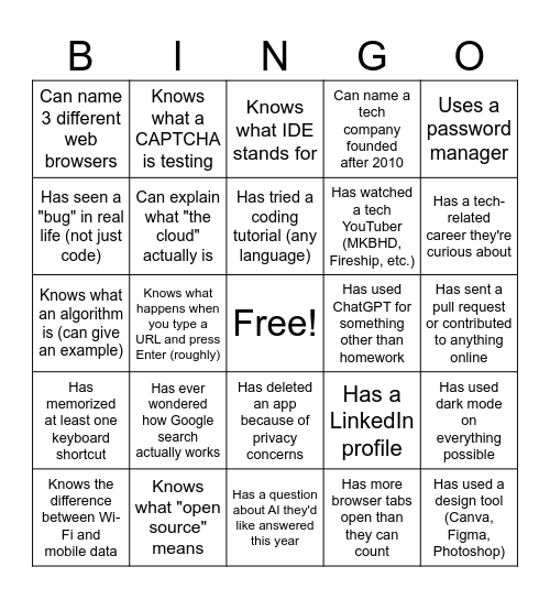 CS Bingo Card