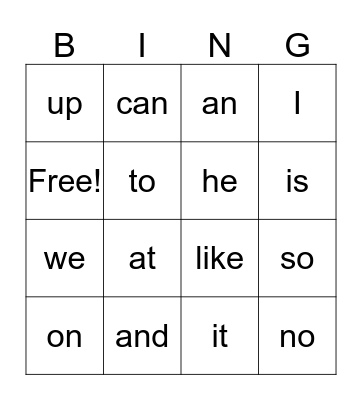 SIGHT WORDS RED LIST Bingo Card