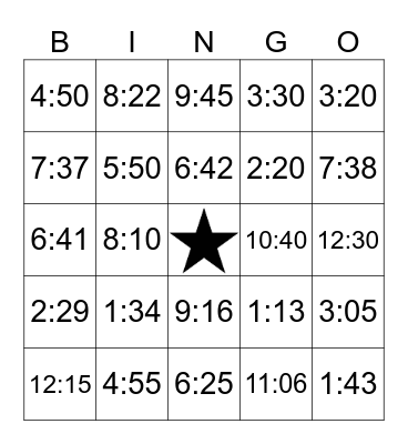 Telling Time Bingo! Bingo Card