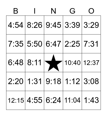 Telling Time Bingo! Bingo Card