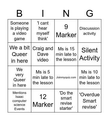 Computer Science Bingo Card