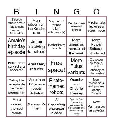 Mechamato Gear 2 Bingo! Bingo Card