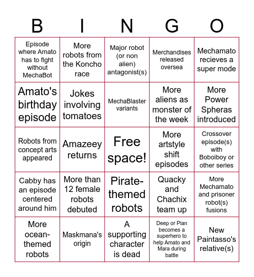 Mechamato Gear 2 Bingo! Bingo Card