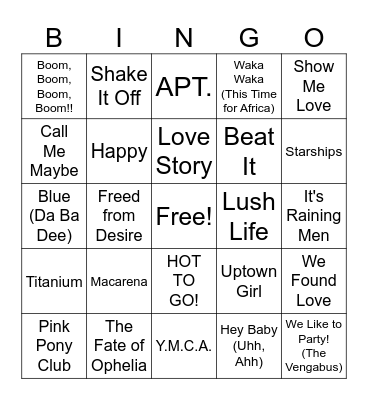 Kids Disco Bingo Card