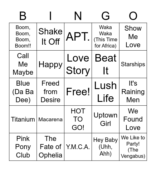 Kids Disco Bingo Card