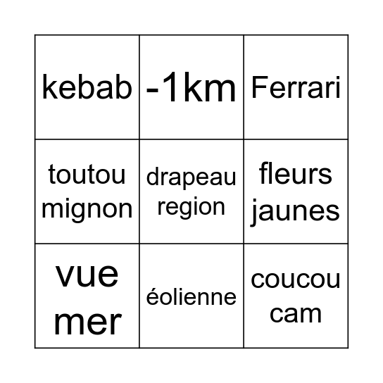 BINGO GEO Bingo Card