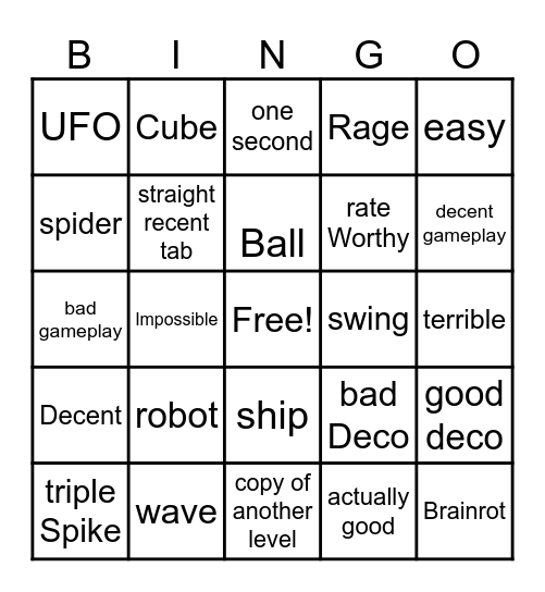 recent tab Bingo Card