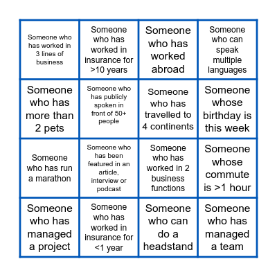 Have a conversation with.. Bingo Card