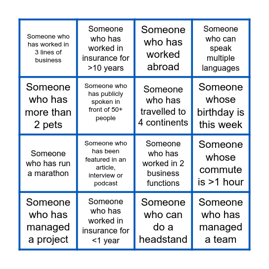 Have a conversation with.. Bingo Card
