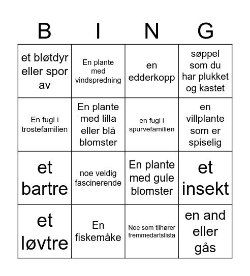 Artsbingo Card