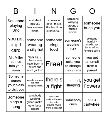 Last Day of School! Bingo Card