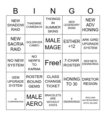 LOA ON SUMMER Bingo Card